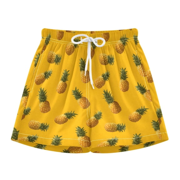 BZSMCE Swim Shorts Pineapple Slices Scattered Pattern For Quick-Dry Shorts With Anti-Chafe Liner