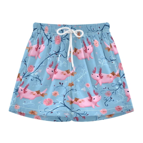 BZSMCE Swim Shorts Pink Axolotls Pattern For Quick-Dry Shorts With Anti-Chafe Liner