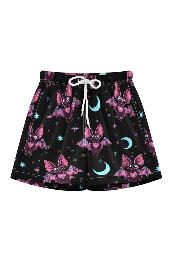 BZSMCE Swim Shorts Pink Bat Pattern For Quick-Dry Shorts With Anti-Chafe Liner
