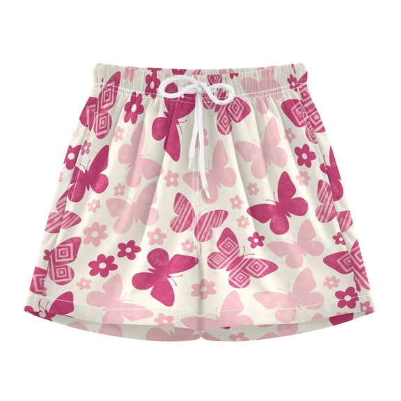 BZSMCE Swim Shorts Pink Butterfly For Quick-Dry Shorts With Anti-Chafe Liner