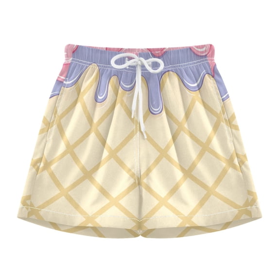 BZSMCE Swim Shorts Pink Ice Cream For Quick-Dry Shorts With Anti-Chafe Liner