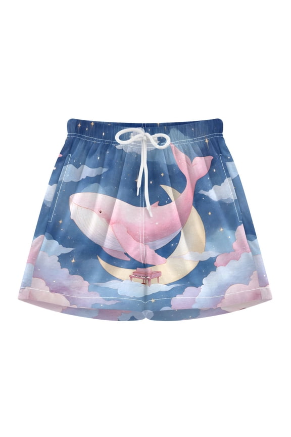 BZSMCE Swim Shorts Pink Whale For Quick-Dry Shorts With Anti-Chafe Liner