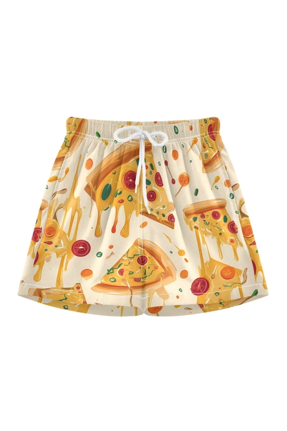 BZSMCE Swim Shorts Pizza Pattern For Quick-Dry Shorts With Anti-Chafe Liner