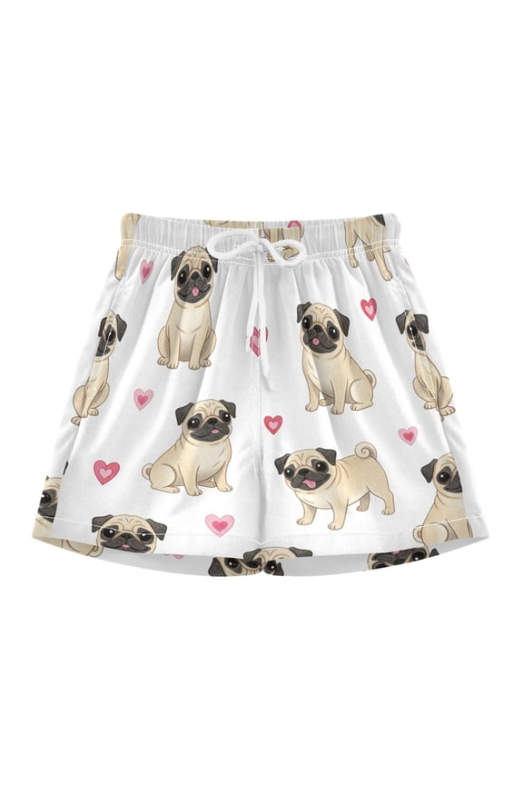 BZSMCE Swim Shorts Pug Dog For Quick-Dry Shorts With Anti-Chafe Liner