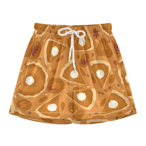 BZSMCE Swim Shorts Pumpkin Pie Leaves Pattern For Quick-Dry Shorts With Anti-Chafe Liner
