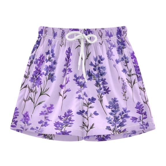 BZSMCE Swim Shorts Purple Lavender Pattern For Quick-Dry Shorts With Anti-Chafe Liner