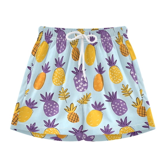 BZSMCE Swim Shorts Purple Yellowpineapple Pattern For Quick-Dry Shorts With Anti-Chafe Liner
