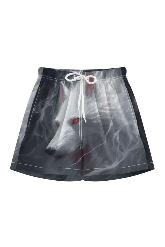 BZSMCE Swim Shorts Red Eyed Wolf For Quick-Dry Shorts With Anti-Chafe Liner
