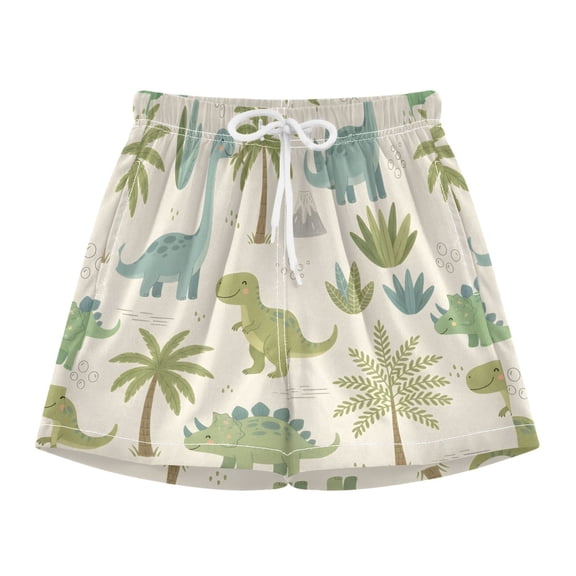 BZSMCE Swim Shorts Retro Dinosaurs For Quick-Dry Shorts With Anti-Chafe Liner