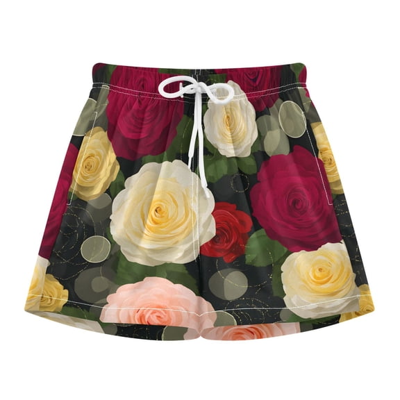 BZSMCE Swim Shorts Roses Pattern For Quick-Dry Shorts With Anti-Chafe Liner
