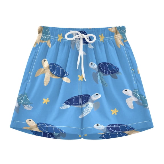 BZSMCE Swim Shorts Sea Turtle Pattern For Quick-Dry Shorts With Anti-Chafe Liner