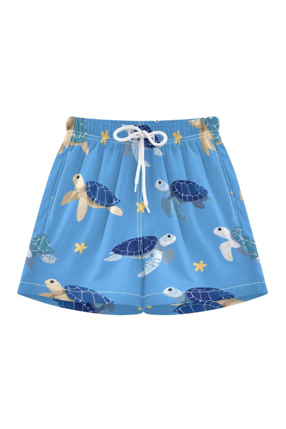 BZSMCE Swim Shorts Sea Turtle Pattern For Quick-Dry Shorts With Anti-Chafe Liner