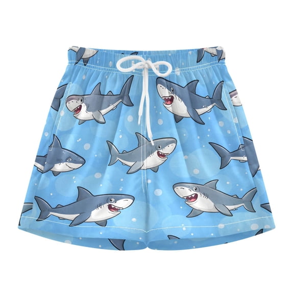 BZSMCE Swim Shorts Shark Bubbles Pattern For Quick-Dry Shorts With Anti-Chafe Liner