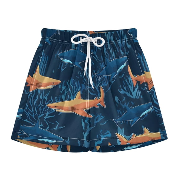 BZSMCE Swim Shorts Shark Pattern For Quick-Dry Shorts With Anti-Chafe Liner