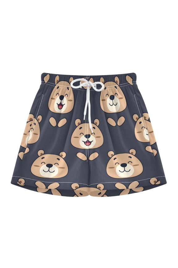 BZSMCE Swim Shorts Smiling Bear For Quick-Dry Shorts With Anti-Chafe Liner