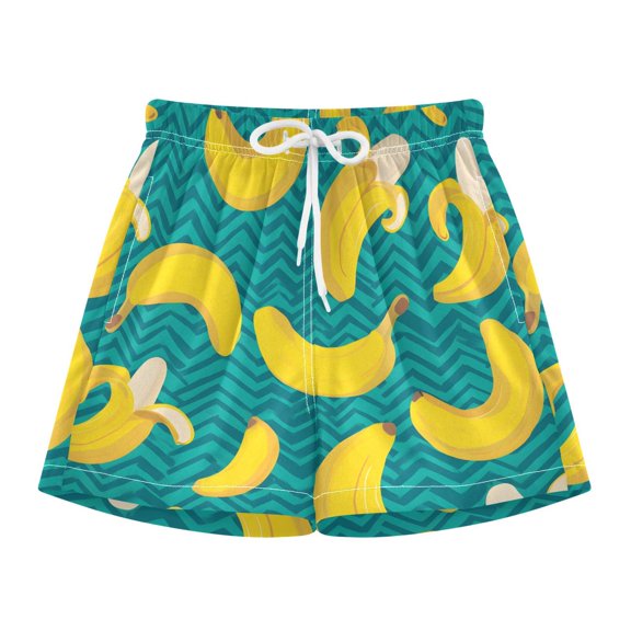 BZSMCE Swim Shorts Striped Banana Pattern For Quick-Dry Shorts With Anti-Chafe Liner