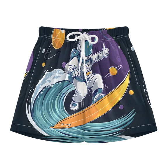 BZSMCE Swim Shorts Surfboard Astronaut Wave Planet For Quick-Dry Shorts With Anti-Chafe Liner