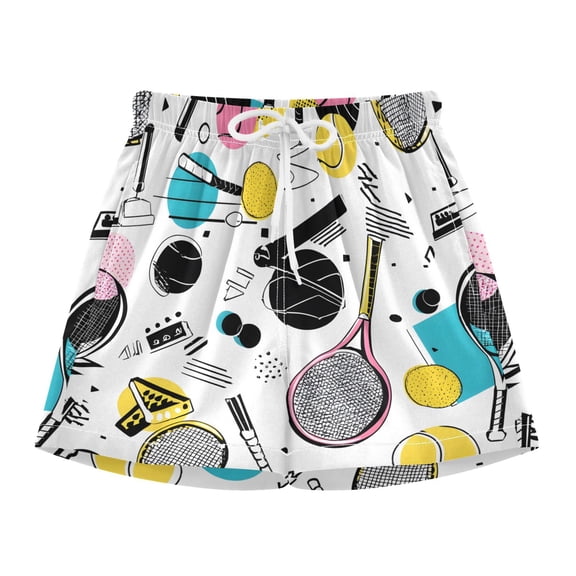 BZSMCE Swim Shorts Tennis Pattern For Quick-Dry Shorts With Anti-Chafe Liner