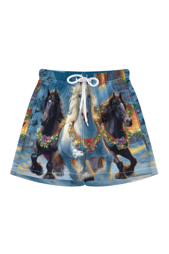 BZSMCE Swim Shorts Three Horses For Quick-Dry Shorts With Anti-Chafe Liner
