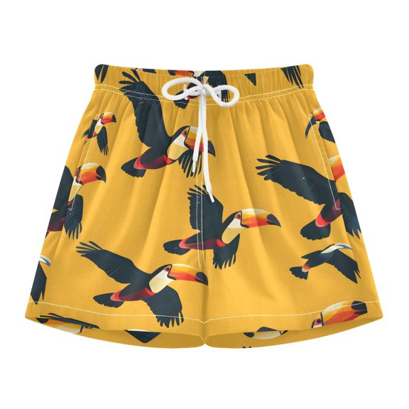 BZSMCE Swim Shorts Toucan in Flight Pattern For Quick-Dry Shorts With Anti-Chafe Liner