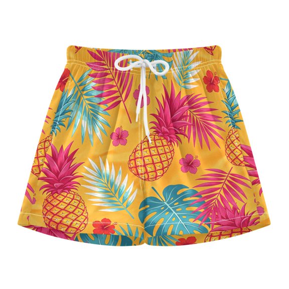BZSMCE Swim Shorts Tropical Pineapple Burst For Quick-Dry Shorts With Anti-Chafe Liner