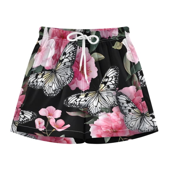 BZSMCE Swim Shorts Watercolor Butterfly Pattern For Quick-Dry Shorts With Anti-Chafe Liner