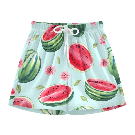 BZSMCE Swim Shorts Watermelon Green Background Pattern For Quick-Dry Shorts With Anti-Chafe Liner