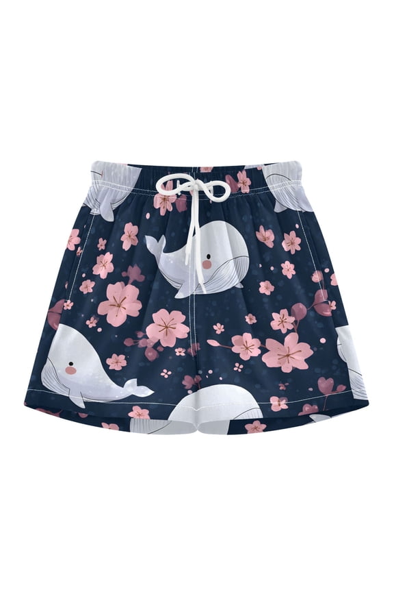 BZSMCE Swim Shorts White Whale Pattern For Quick-Dry Shorts With Anti-Chafe Liner
