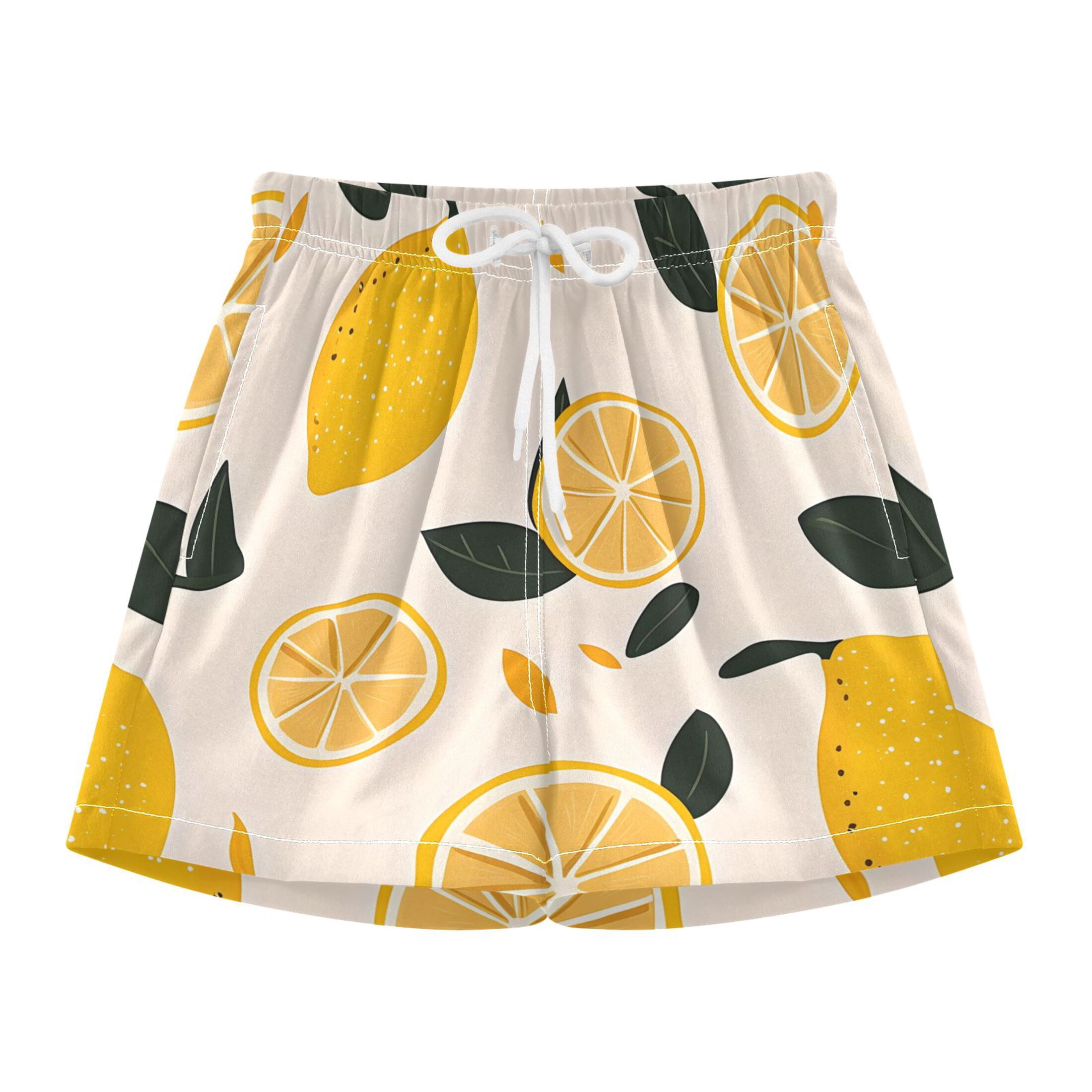 BZSMCE Swim Shorts Yellow Lemon Pattern For Quick-Dry Shorts With Anti ...