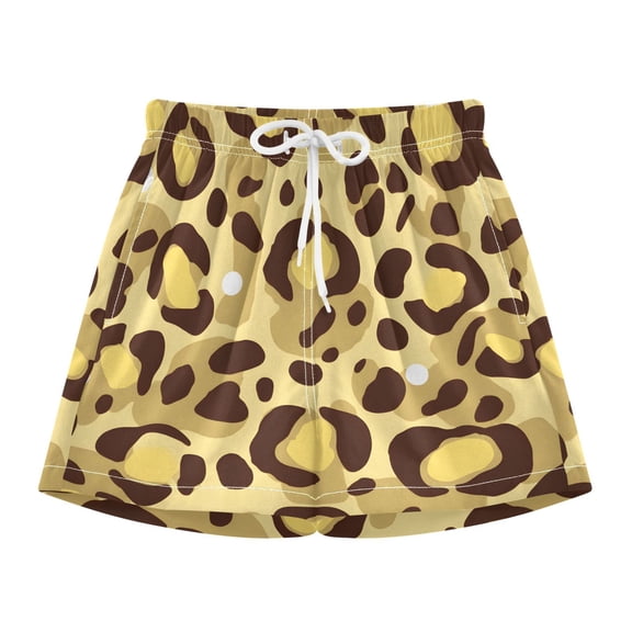 BZSMCE Swim Shorts Yellow Leopard Pattern For Quick-Dry Shorts With Anti-Chafe Liner