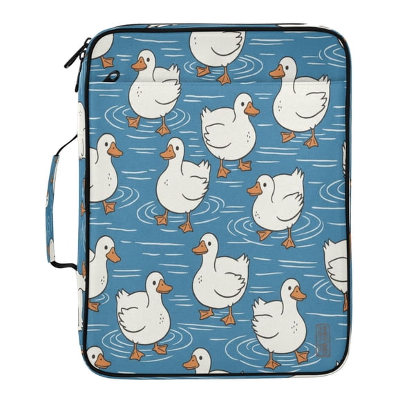 BZSMCE Swimming Birds White Goose Blue Pattern Water-Resistant Filing Folder Binder Organizer Keeper 1.2 Inch 3-Ring 7-Pocket Expanding File