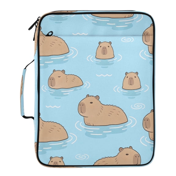 BZSMCE Swimming Capybara Pattern Pattern Water-Resistant Filing Folder Binder Organizer Keeper 1.2 Inch 3-Ring 7-Pocket Expanding File