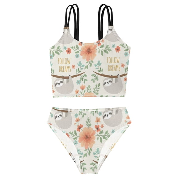 BZSMCE Swimsuit 2-Piece Tank Swimming Wear Quick Dry Bathing Suit-17 Printed