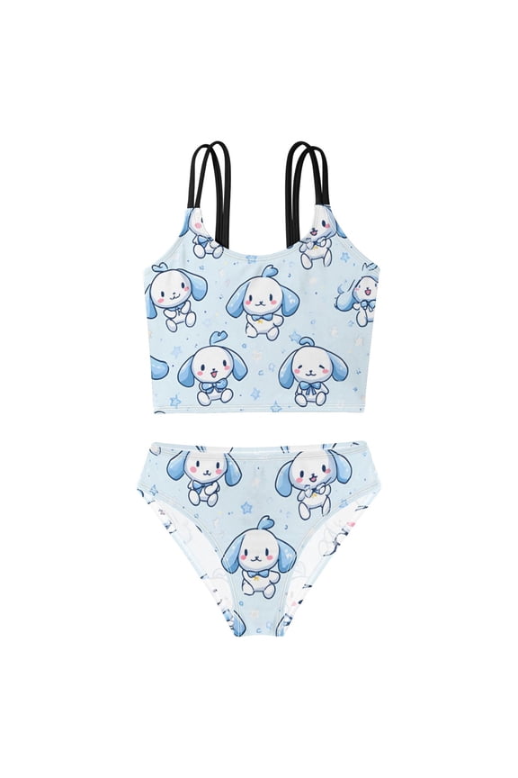 BZSMCE Swimsuit 2-Piece Tank Swimming Wear Quick Dry Bathing Suit-Azure Cuddle Crew Printed