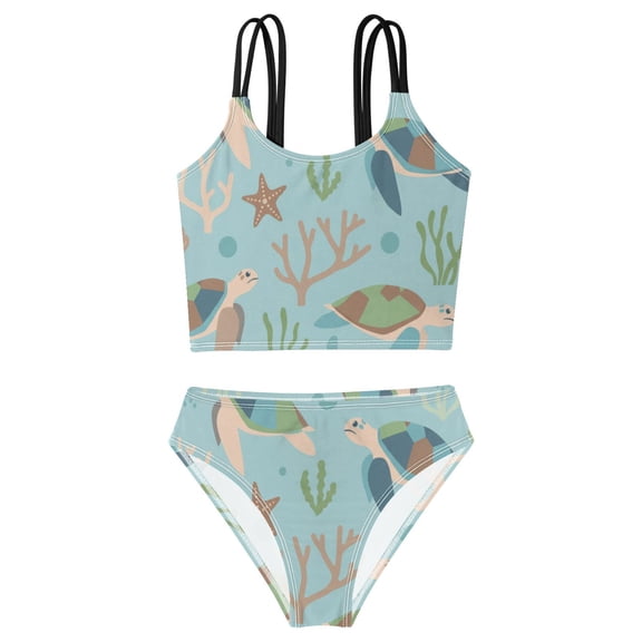 BZSMCE Swimsuit 2-Piece Tank Swimming Wear Quick Dry Bathing Suit-Benthic Fauna 11 Printed