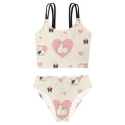 BZSMCE Swimsuit 2-Piece Tank Swimming Wear Quick Dry Bathing Suit-Bow Cat Pattern Printed