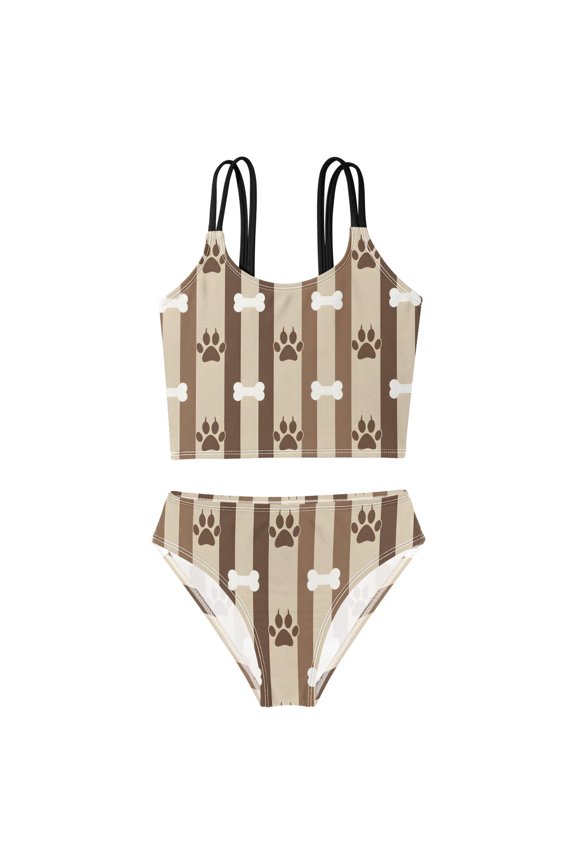 BZSMCE Swimsuit 2-Piece Tank Swimming Wear Quick Dry Bathing Suit-Claw Bone Pattern Printed