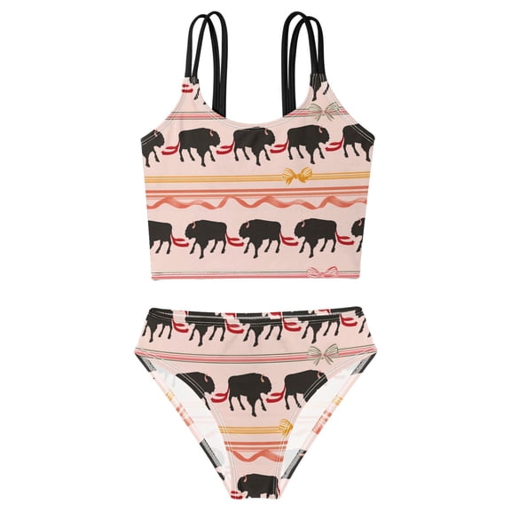 BZSMCE Swimsuit 2-Piece Tank Swimming Wear Quick Dry Bathing Suit-Featuring Silhouettes Of Pattern Printed