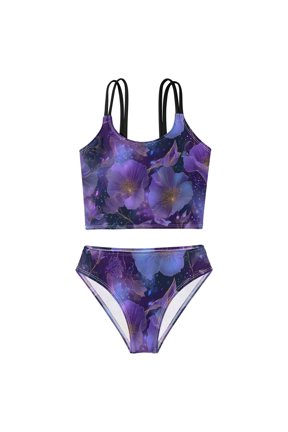 BZSMCE Swimsuit 2-Piece Tank Swimming Wear Quick Dry Bathing Suit-Flowers Nebulae Platinum Lines Pattern Printed