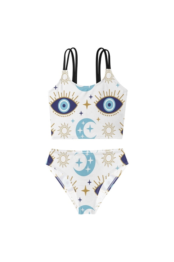 BZSMCE Swimsuit 2-Piece Tank Swimming Wear Quick Dry Bathing Suit-Magic Evil Eye Printed