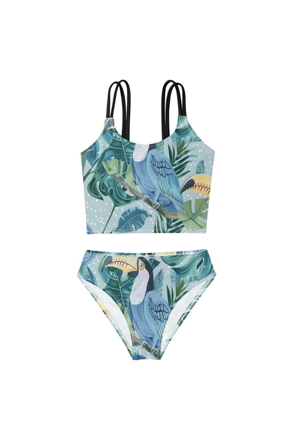BZSMCE Swimsuit 2-Piece Tank Swimming Wear Quick Dry Bathing Suit-Ramphastos Printed