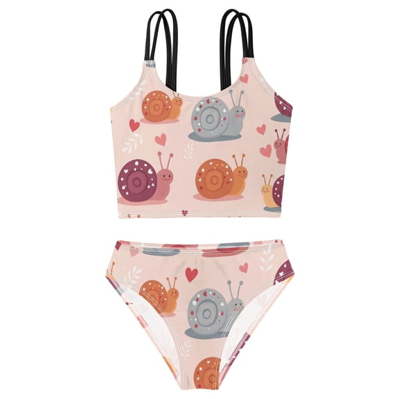 BZSMCE Swimsuit 2-Piece Tank Swimming Wear Quick Dry Bathing Suit-Snail and Starfish Pattern Printed