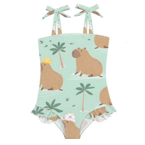 BZSMCE Swimsuit One Piece swimwear Capybaras Summer Pattern of Pattern
