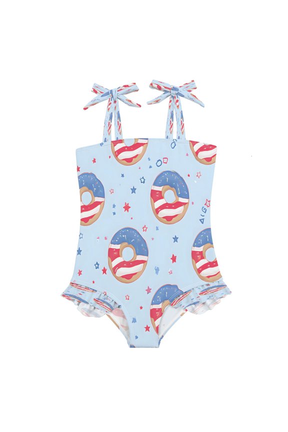 BZSMCE Swimsuit One Piece swimwear Flag Donut Pattern of Pattern