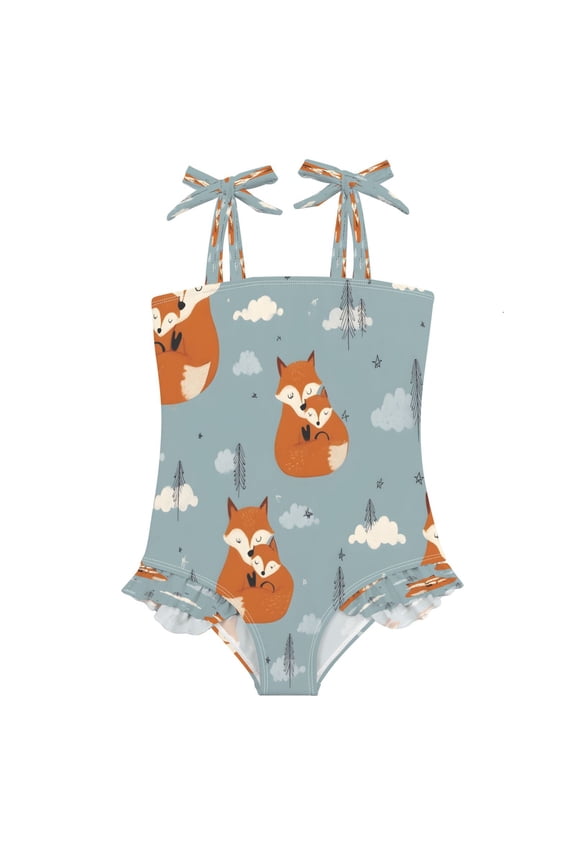 BZSMCE Swimsuit One Piece swimwear Fox Embrace Pattern of Pattern
