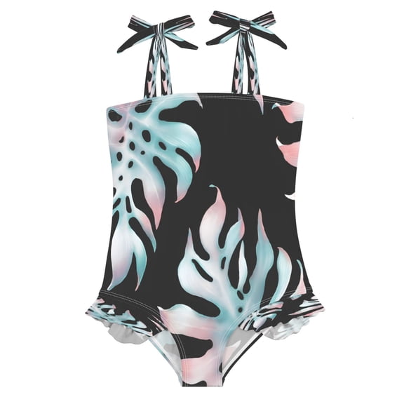 BZSMCE Swimsuit One Piece swimwear Gradient Turtle Back Leaf Pattern of Pattern