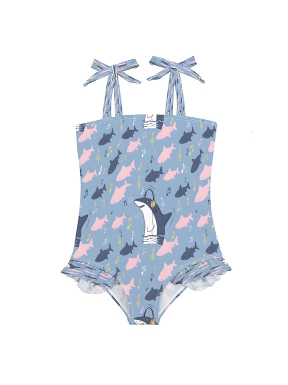 BZSMCE Swimsuit One Piece swimwear Shark Music Pattern of Pattern
