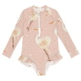 BZSMCE Swimwear Blush Egret Sprinkle Pattern For Long Sleeve One-Piece ...
