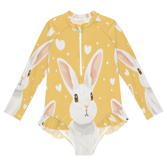 BZSMCE Swimwear Bunny Tile Pattern For Long Sleeve One-Piece Swimsuit ...