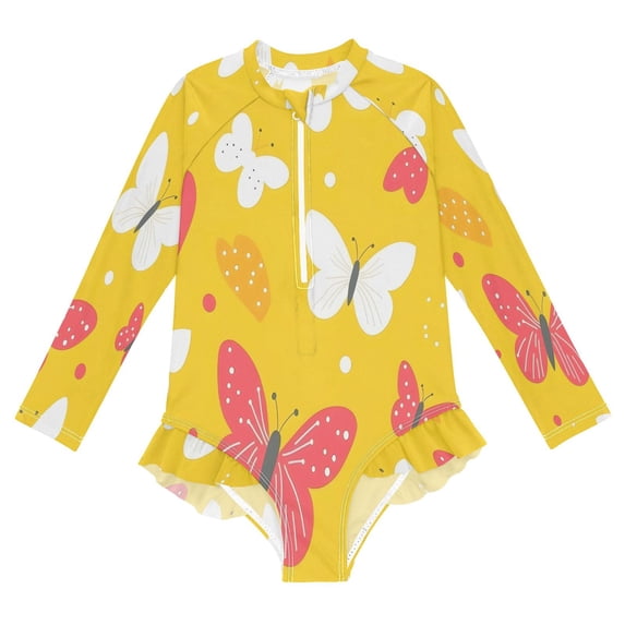 BZSMCE Swimwear Butterfly Pattern For Long Sleeve One-Piece Swimsuit ...